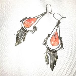 Rhodonite Silver Dangle earrings